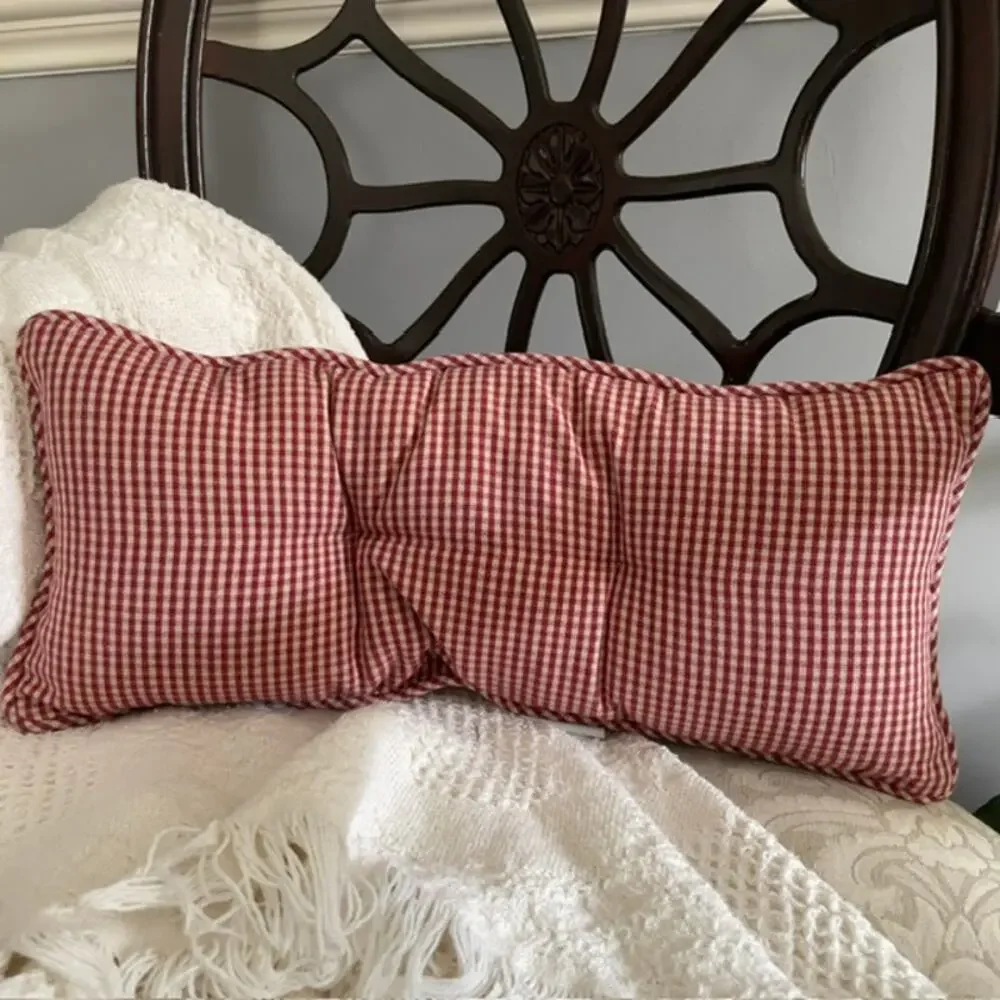 Waverly Red Gingham Lumbar Pillow Cottage Farmhouse Primitive Decor
